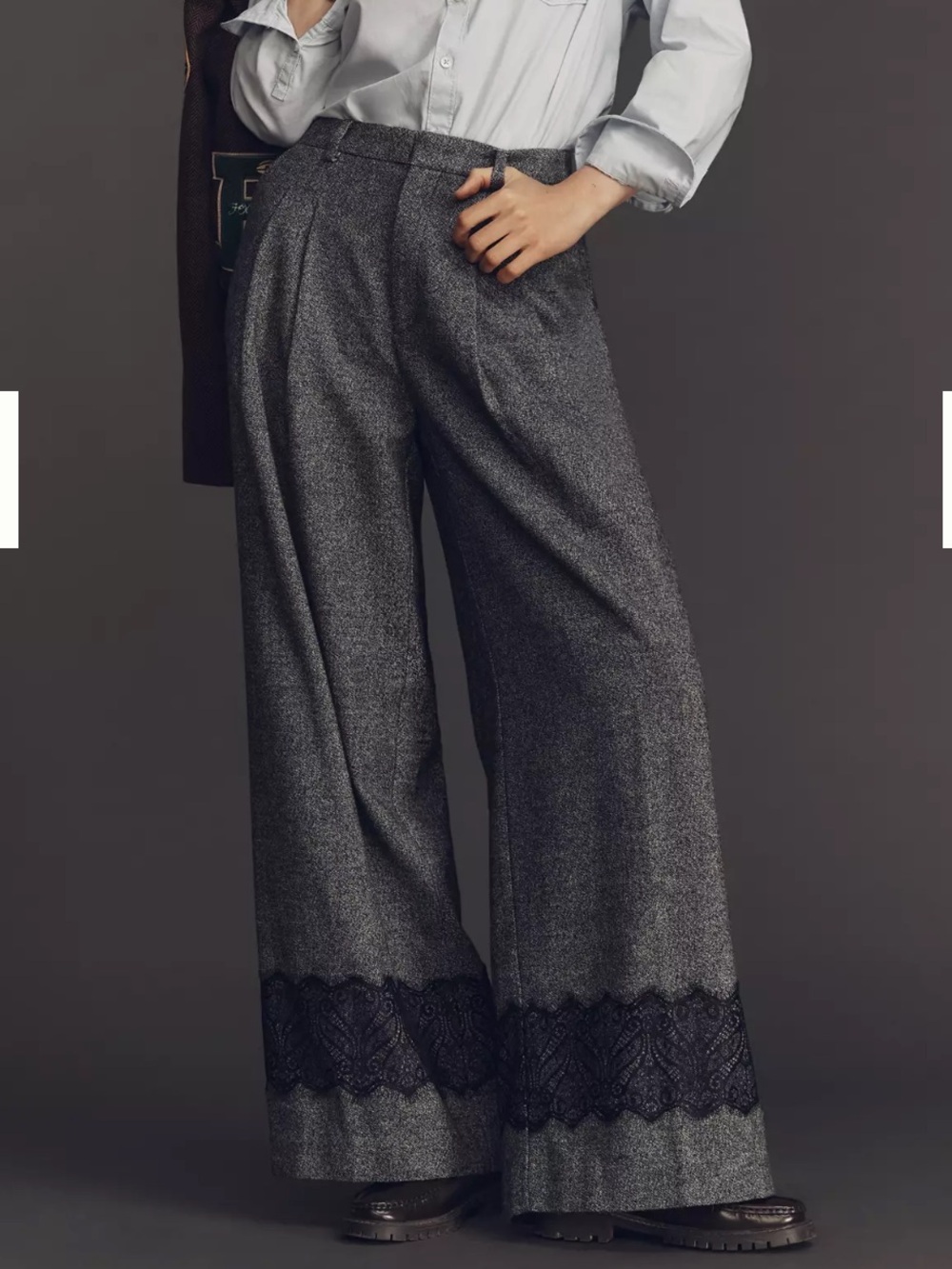 Anthropologie Maeve Avery Wide Leg Pleated Tweed pants XL